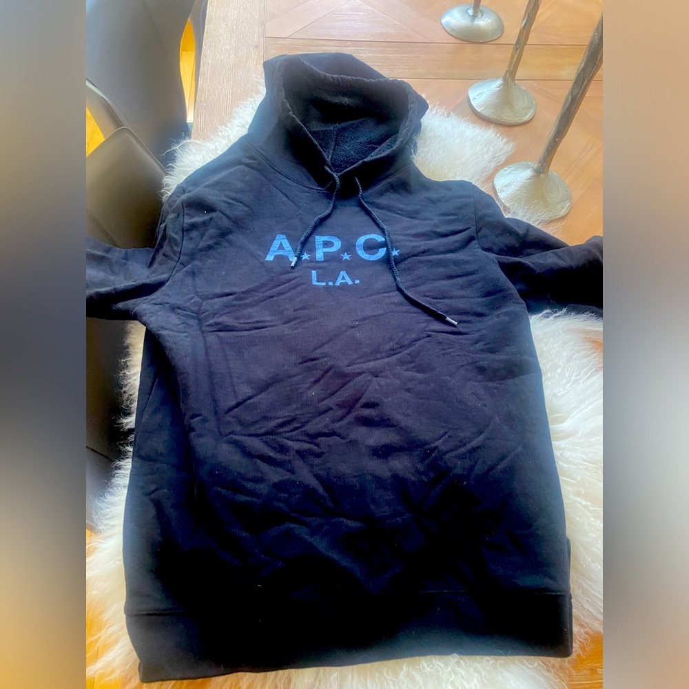 VGC 8/10 Luxury A.P.C. LA Black and Blue Hoodie for men Size Medium!!